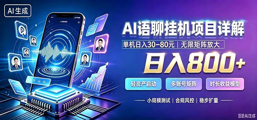 AI语聊挂机,日入800+,适用个人副业,工作室矩阵操作 AI语聊挂机,日入800+,适用个人副业,工作室矩阵操作