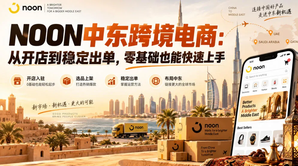NOON中东跨境电商：从开店到稳定出单，零基础也能快速上手（更新2026）