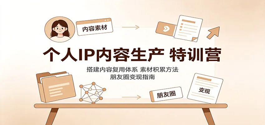 个人IP内容生产特训营：搭建内容复用体系，素材积累方法，朋友圈变现指南